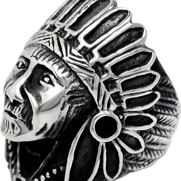 COPY - Stainless steel Native American Chief Ring Size 7 - 15 available - Picture 3 of 8